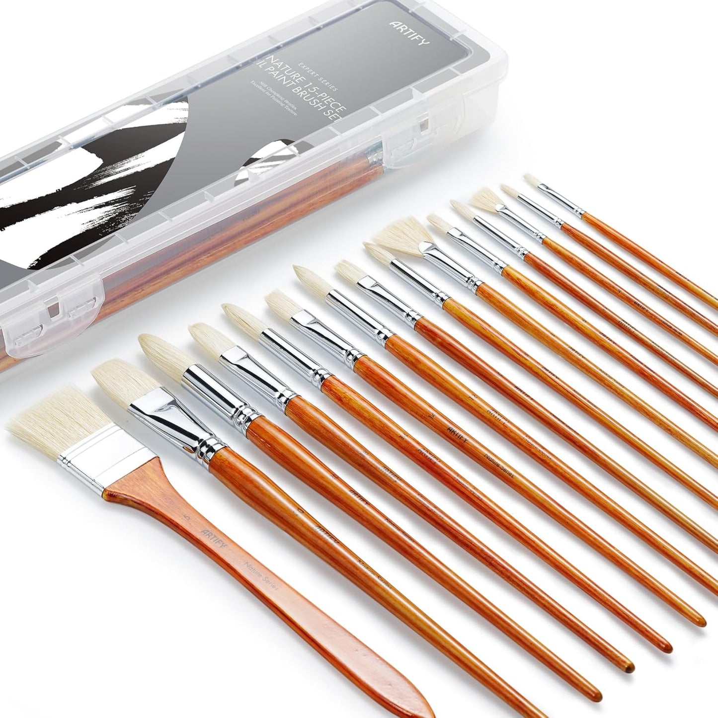 ARTIFY 15-Piece Professional Oil Paint Brush Set for Artists