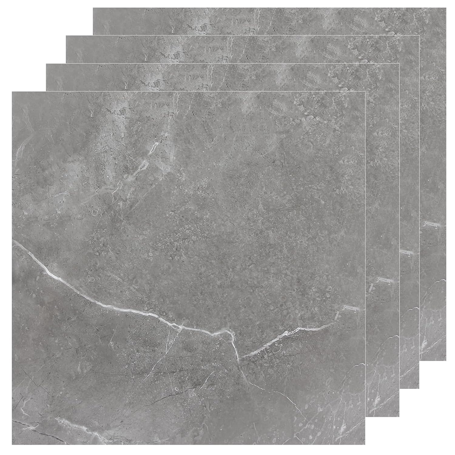 40 Sheet Waterproof Grey Marble Peel and Stick Vinyl Flooring