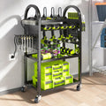 Power Tool Organizer Cart with Charging Station - Mobile 4-Tier