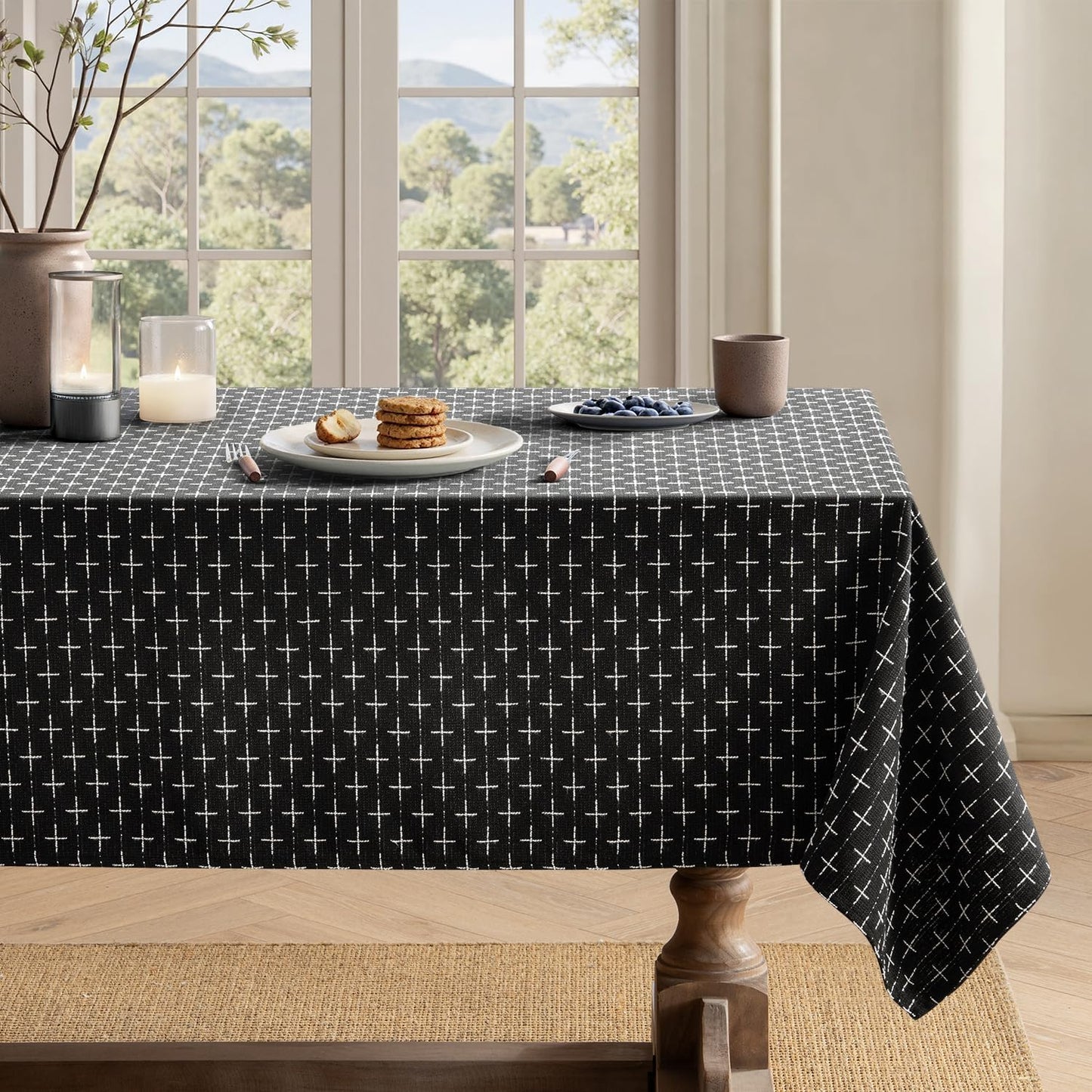 MIULEE Black Linen Table Cloth for Elegant Dining and Events