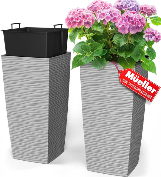 Mueller M-Resin Heavy Duty Tall Planters for Indoor Outdoor Use