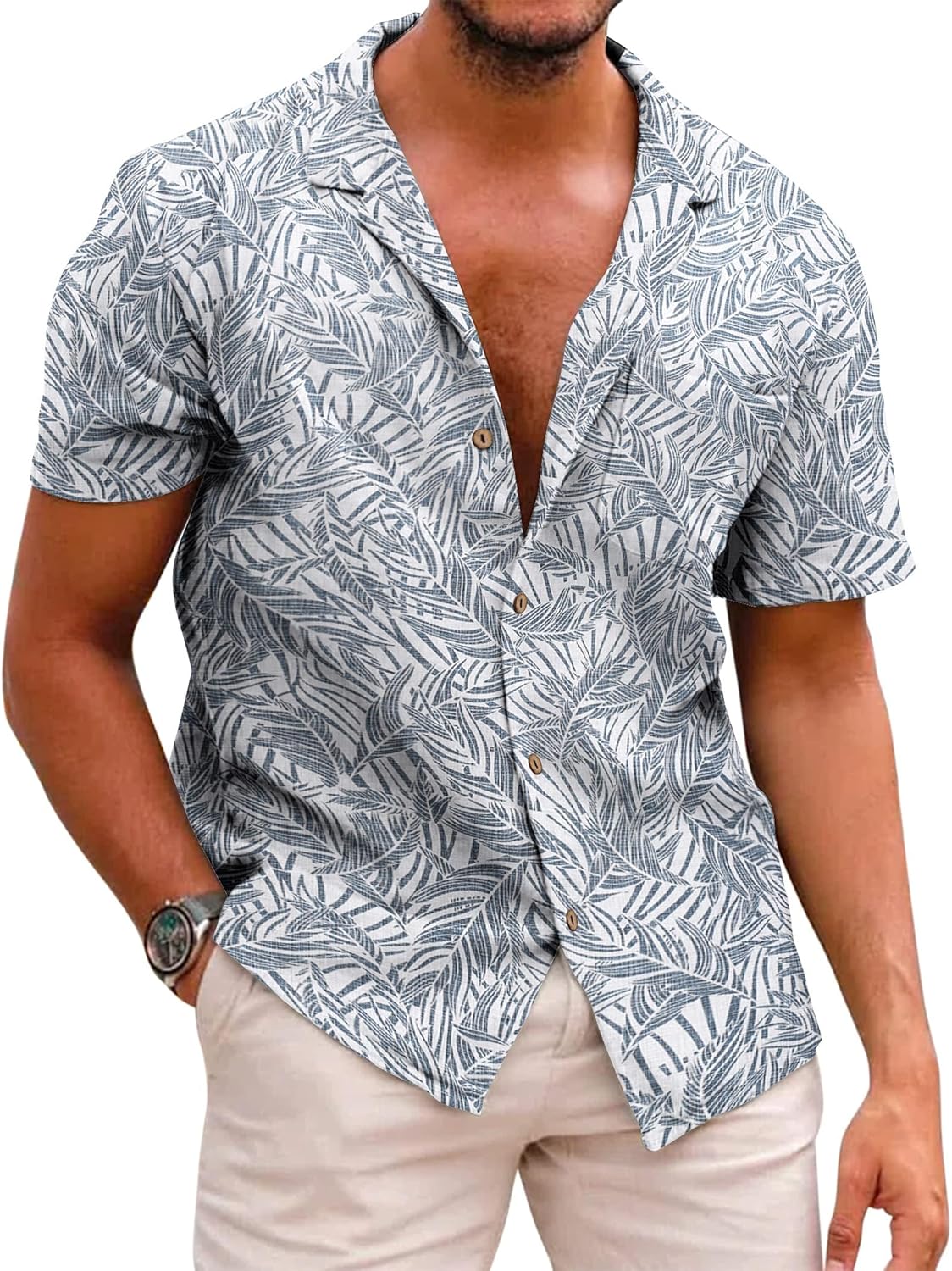 COOFANDY Mens Hawaiian Shirt Short Sleeve Casual Floral Style