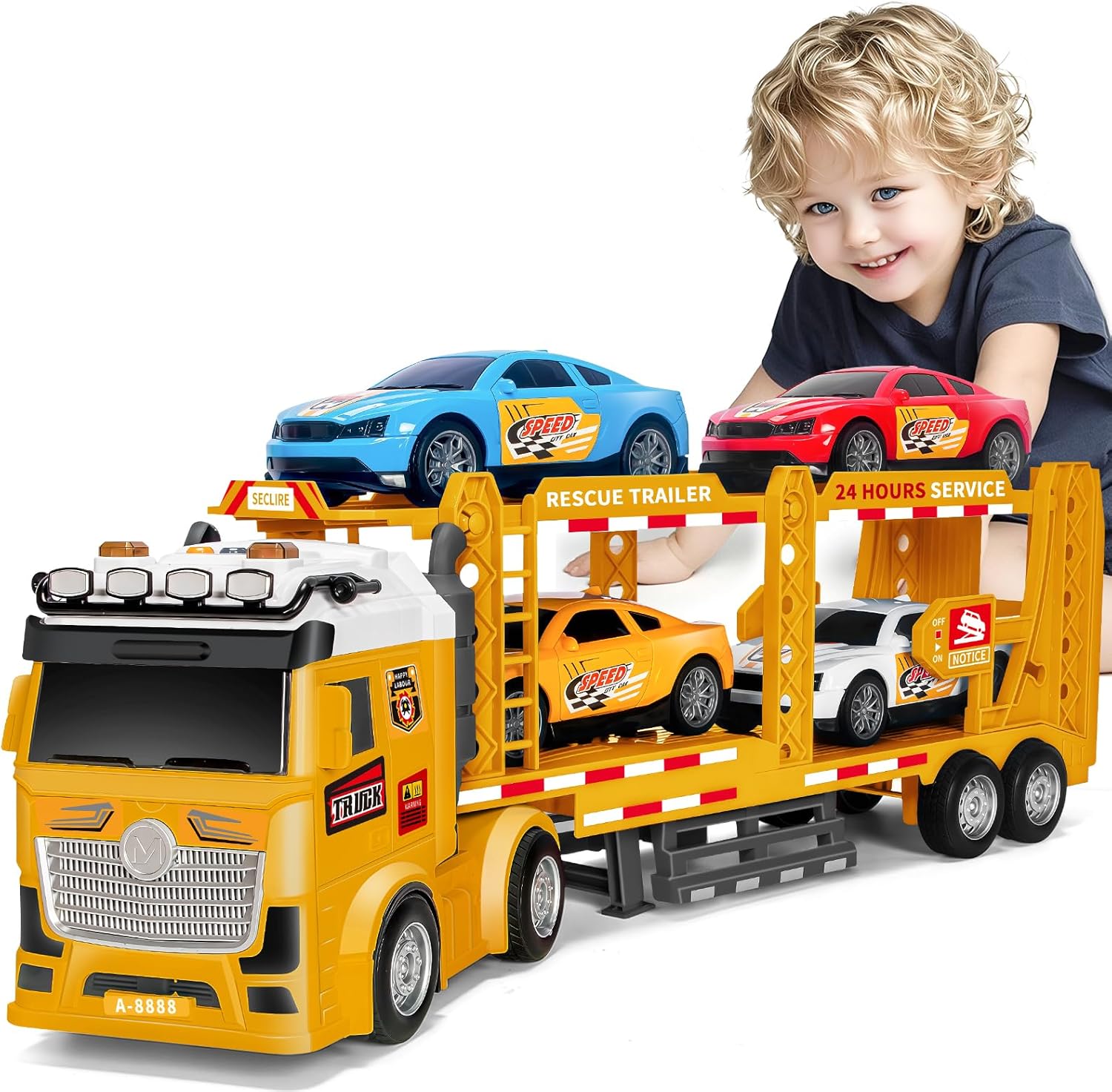 21-Inch Double Layer Race Truck Toy for Boys and Girls Ages 3-7