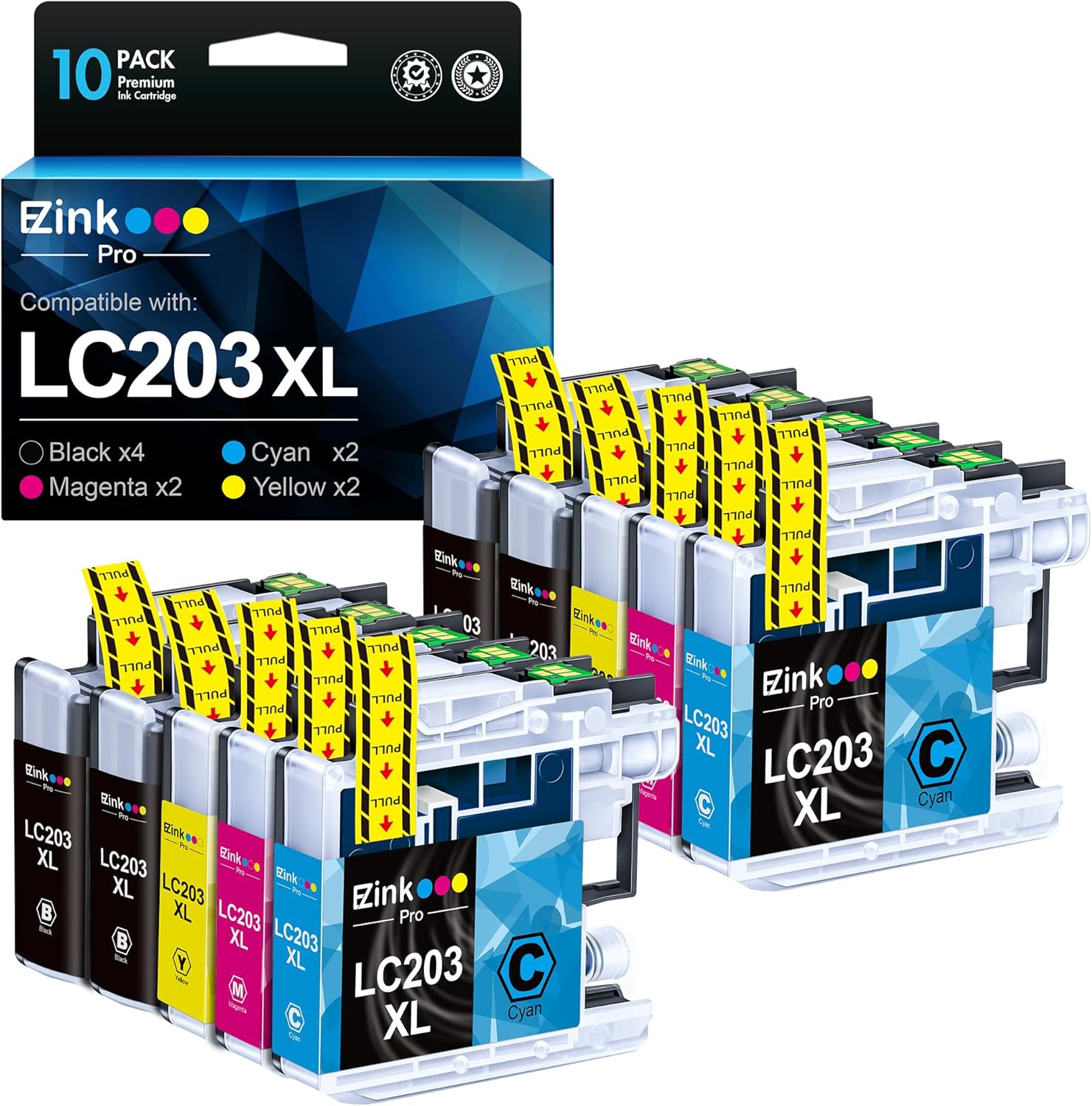 High Yield Ink Cartridges 10-Pack for Brother Printers