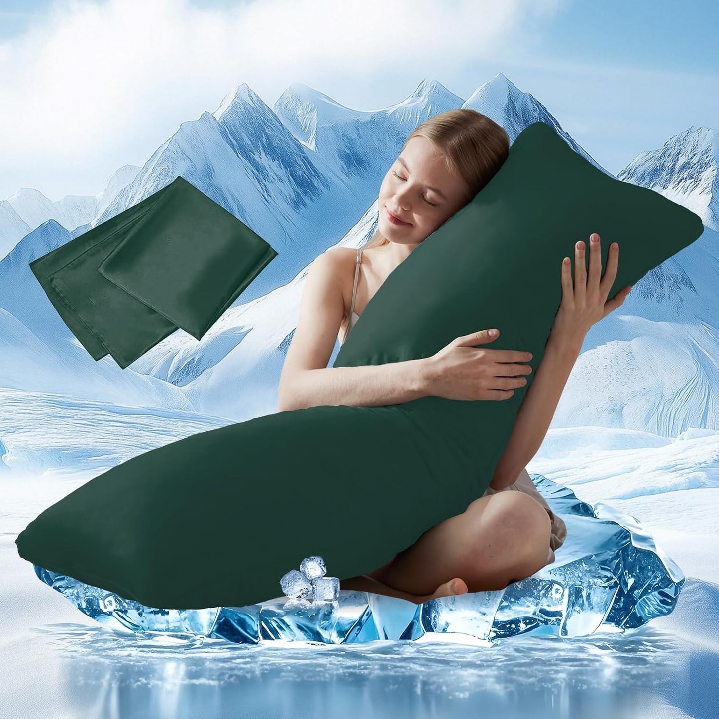 DOWNCOOL Large Body Pillow Insert with Cooling Cover for Comfort