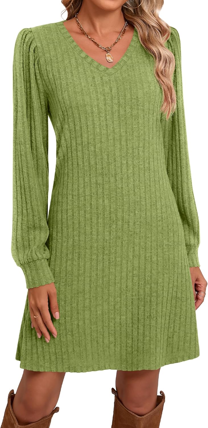 Ficerd Women's Knit Long Sleeve Sweater Dress for Fall Style