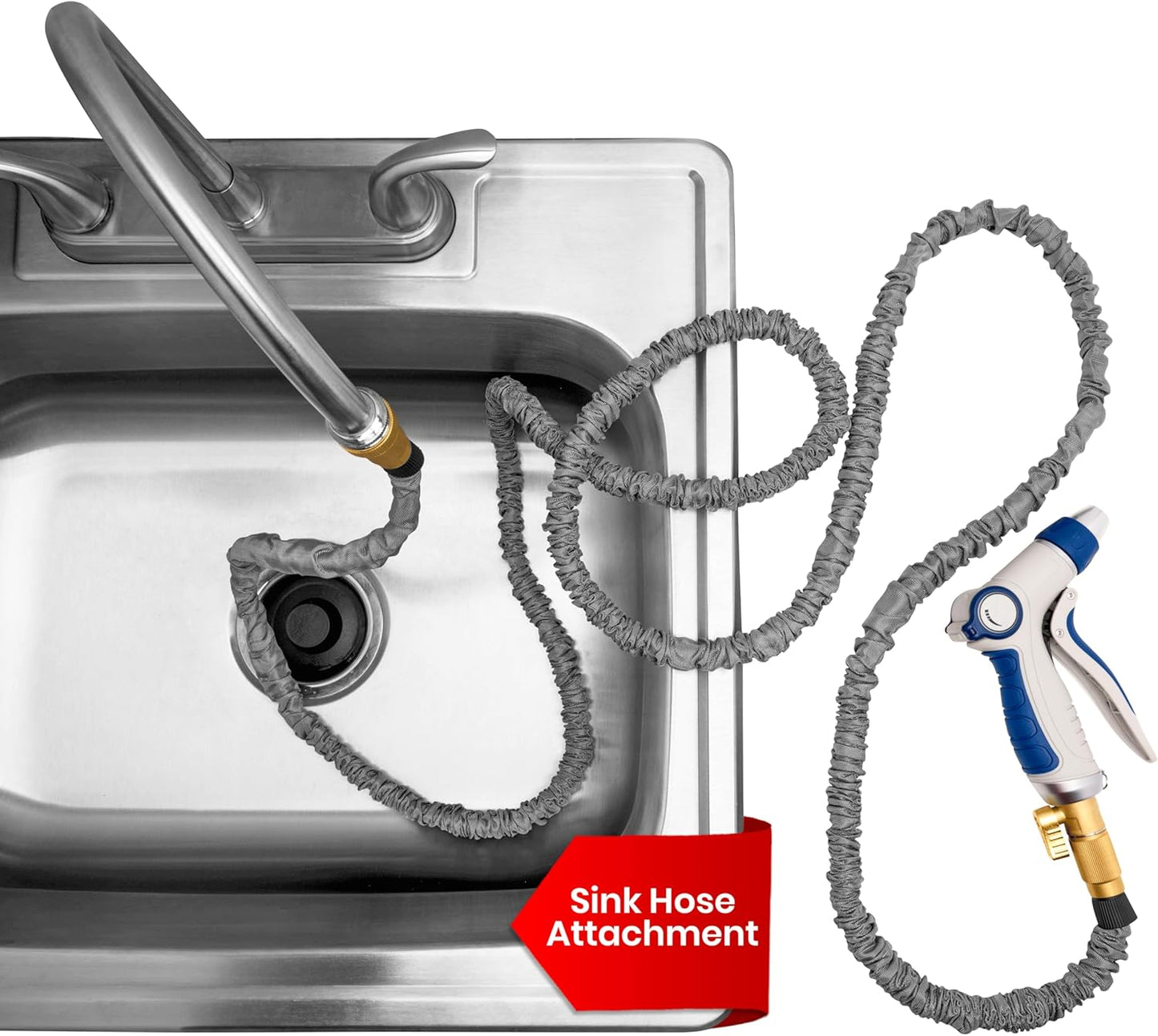 Indoor Sink Hose Attachment for Kitchen or Bathroom Faucets