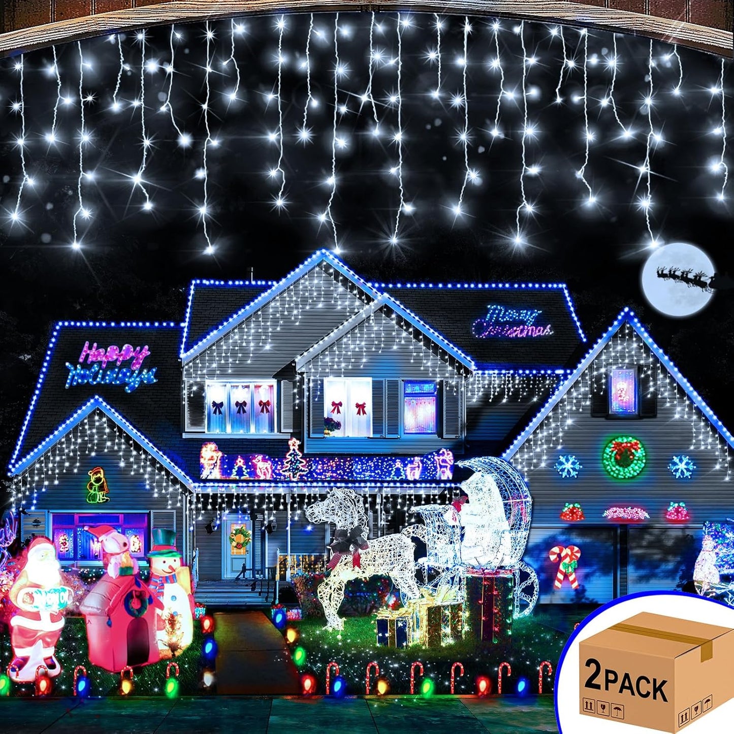 Hezbjiti 800LED Ice Lights for Outdoor Christmas Decor