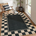 Checkered Easy Jute 5x7 Area Rug - Washable Indoor Outdoor Runner