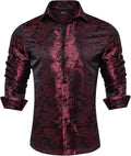DiBanGu Silk Paisley Dress Shirts for Men Long Sleeve Casual Fit