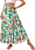 Boho Floral Maxi Skirt High Waist Pleated A-Line - Flowy Fall Staple