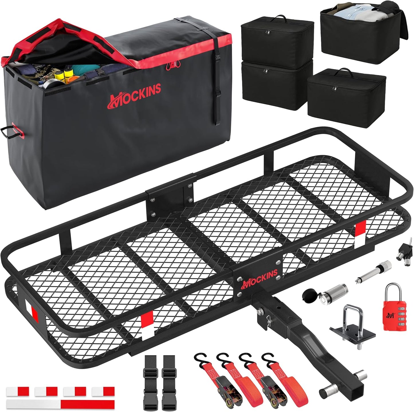 Mockins 48x18x6 Folding Hitch Cargo Carrier with Waterproof Bag