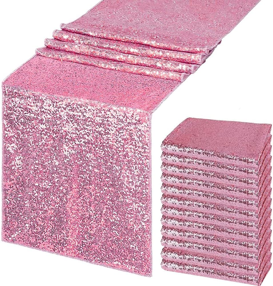 Rose Pink Sequin Table Runner for Elegant Party Decor