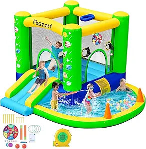 FBSPORT Inflatable Bounce House with Slide and Water Features