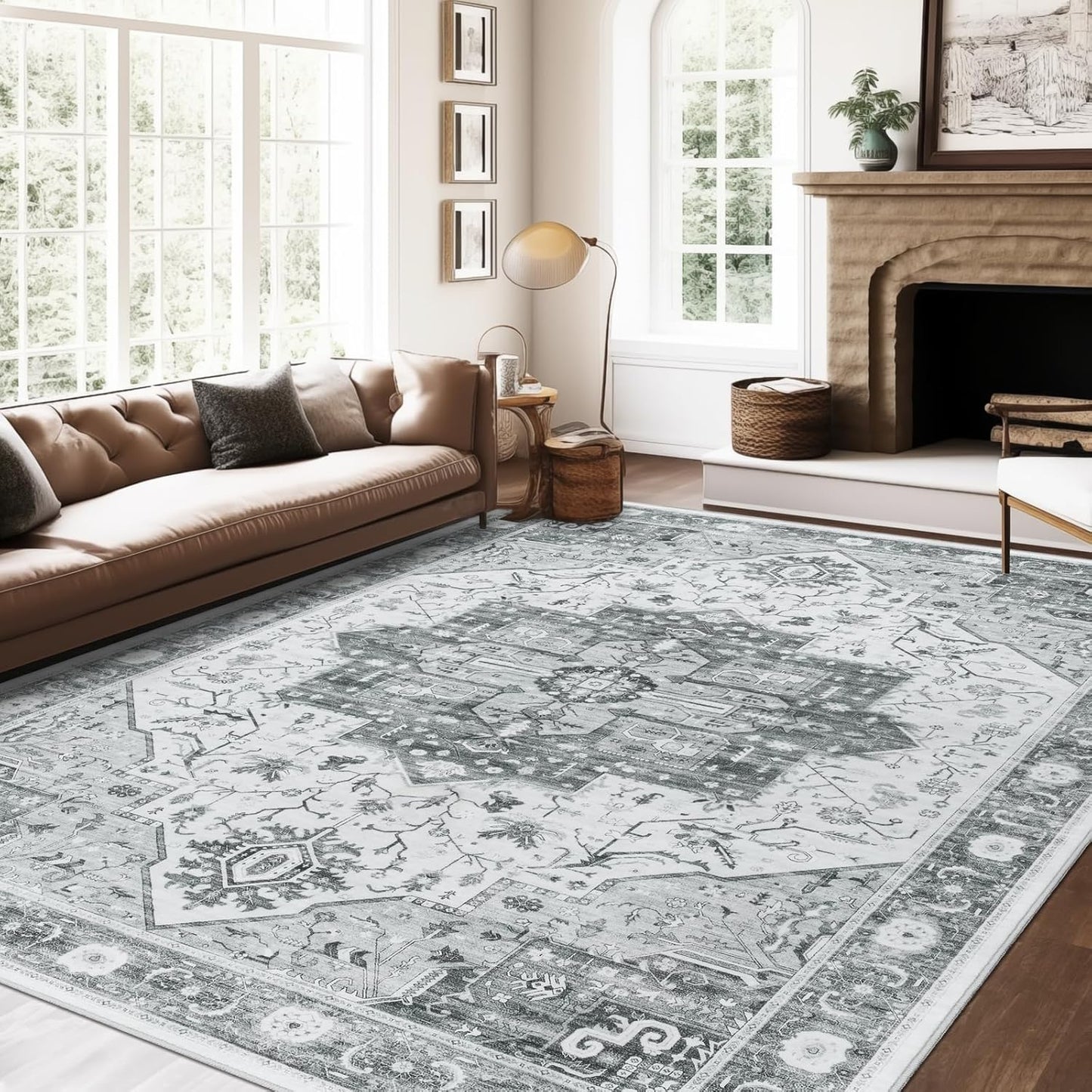 Vintage Washable 8x10 Area Rugs for Living Room and Bedroom