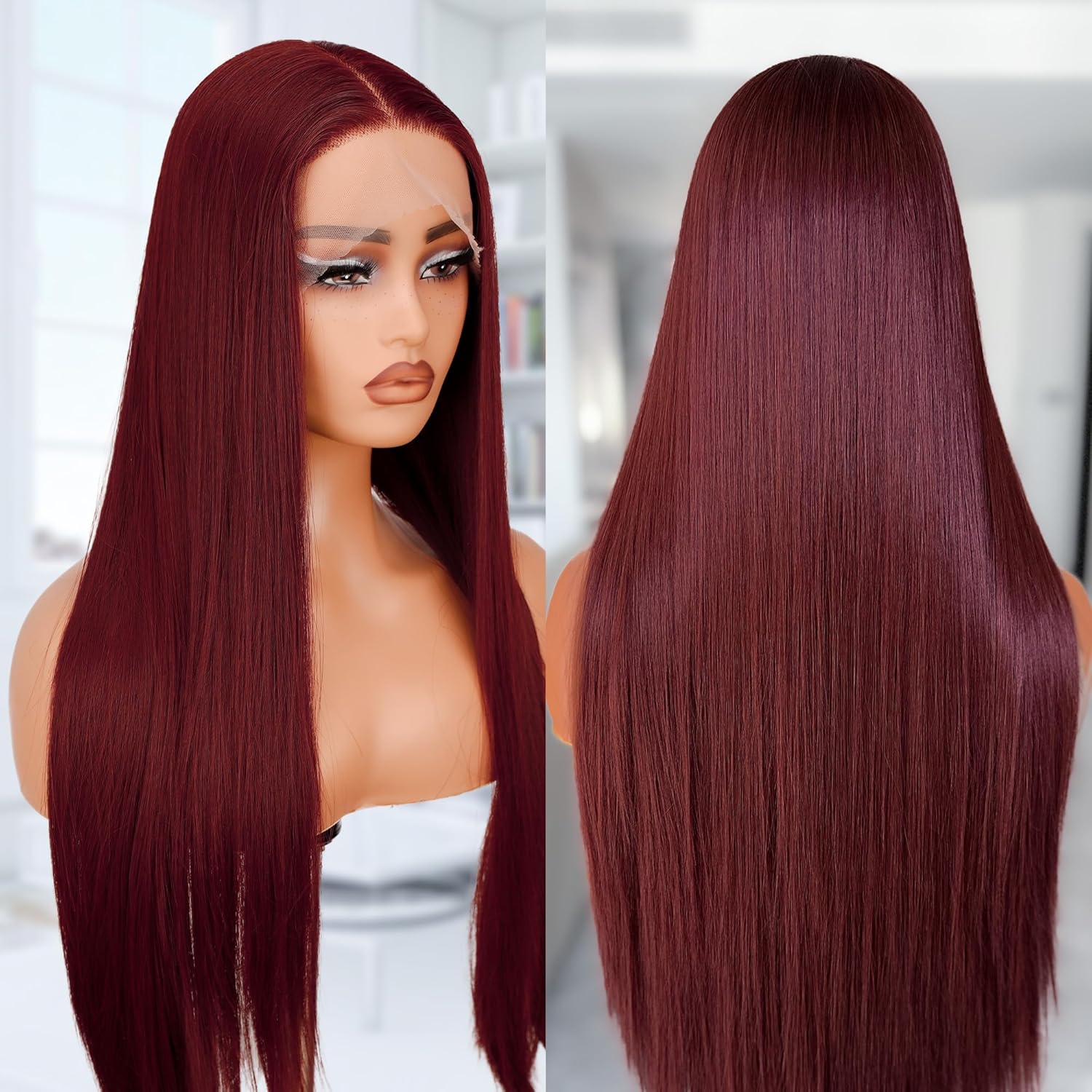 Burgundy Lace Front Wigs 30 Inch Wine Red Hair for Black Women