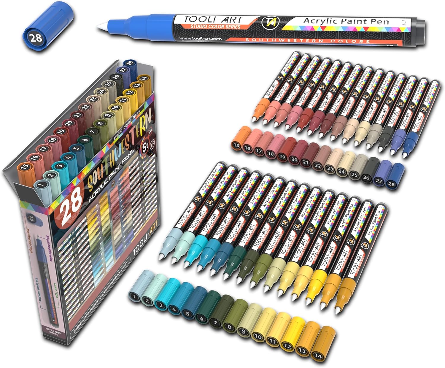 28 Southwestern Colors Acrylic Paint Pens for Creative Projects