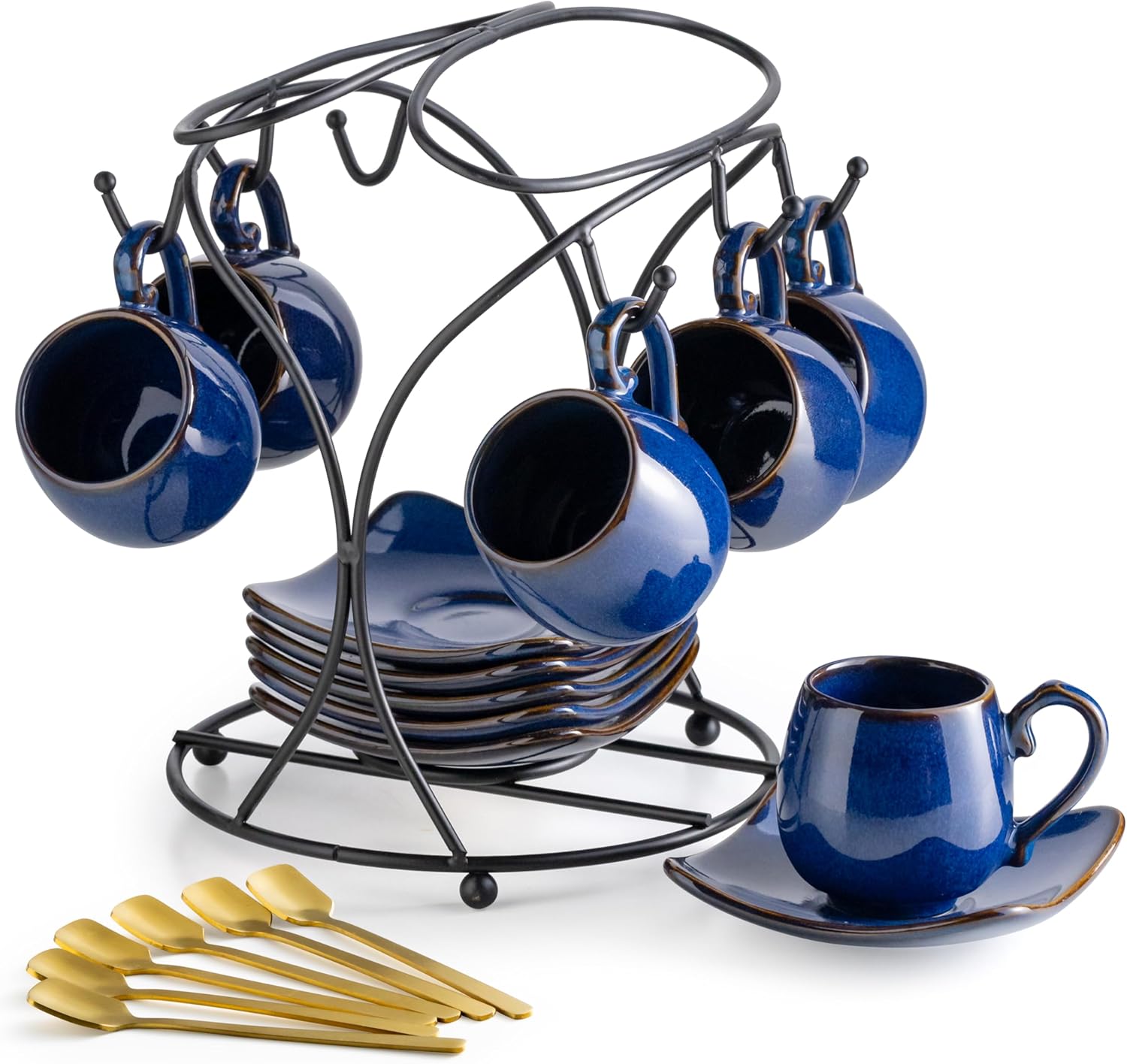 Vibrant 3oz Espresso Cups Set with Saucers and Spoons