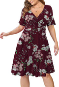 Plus Size Faux Wrap Swing Dress with Pockets - Flattering Everyday