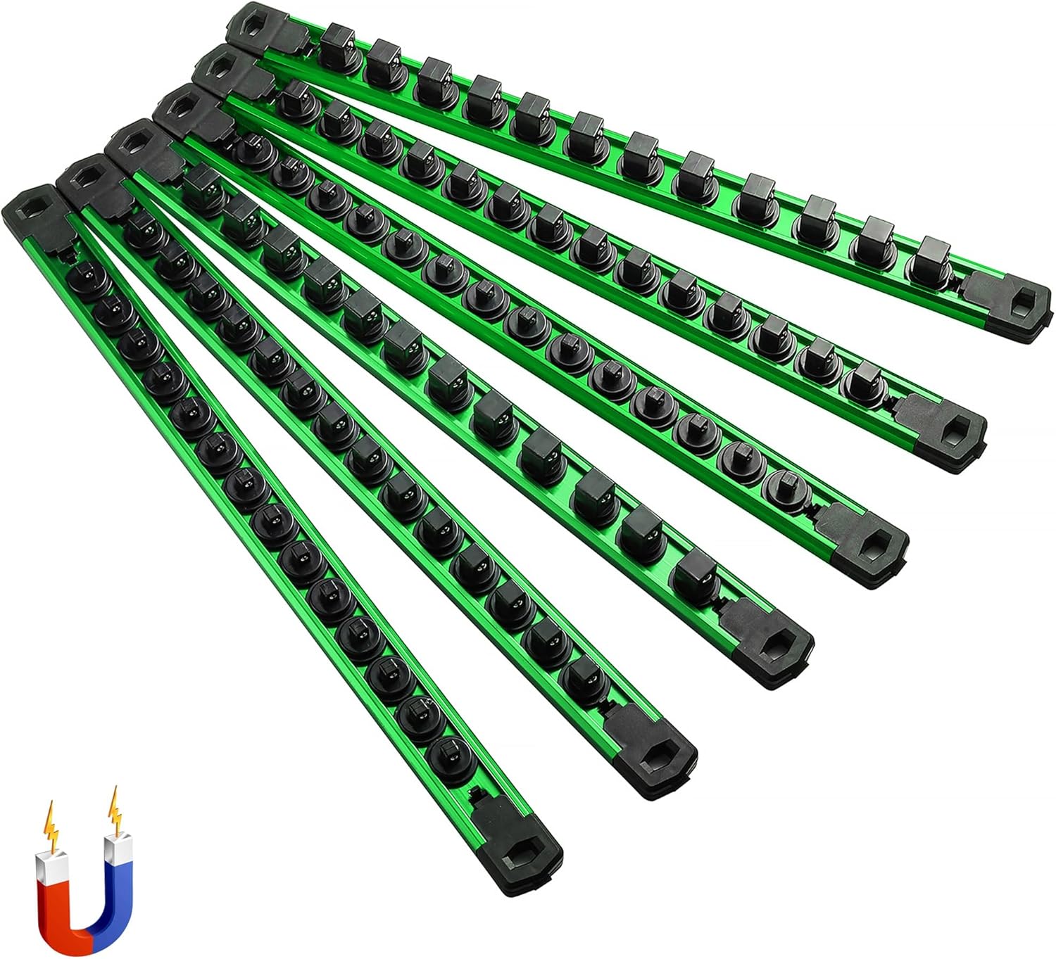 Magnetic Socket Organizer Set with Heavy Duty Aluminum Rails