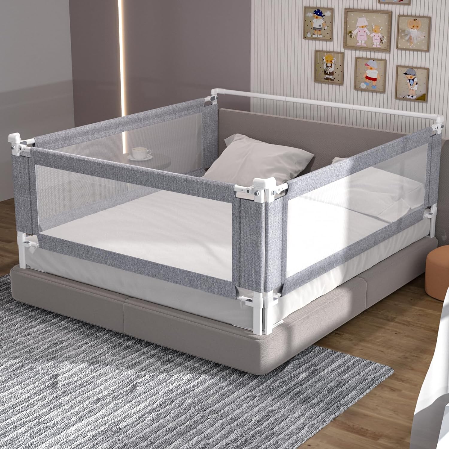 3-Piece Full Size Bed Rail for Toddlers - Adjustable Safety Guard