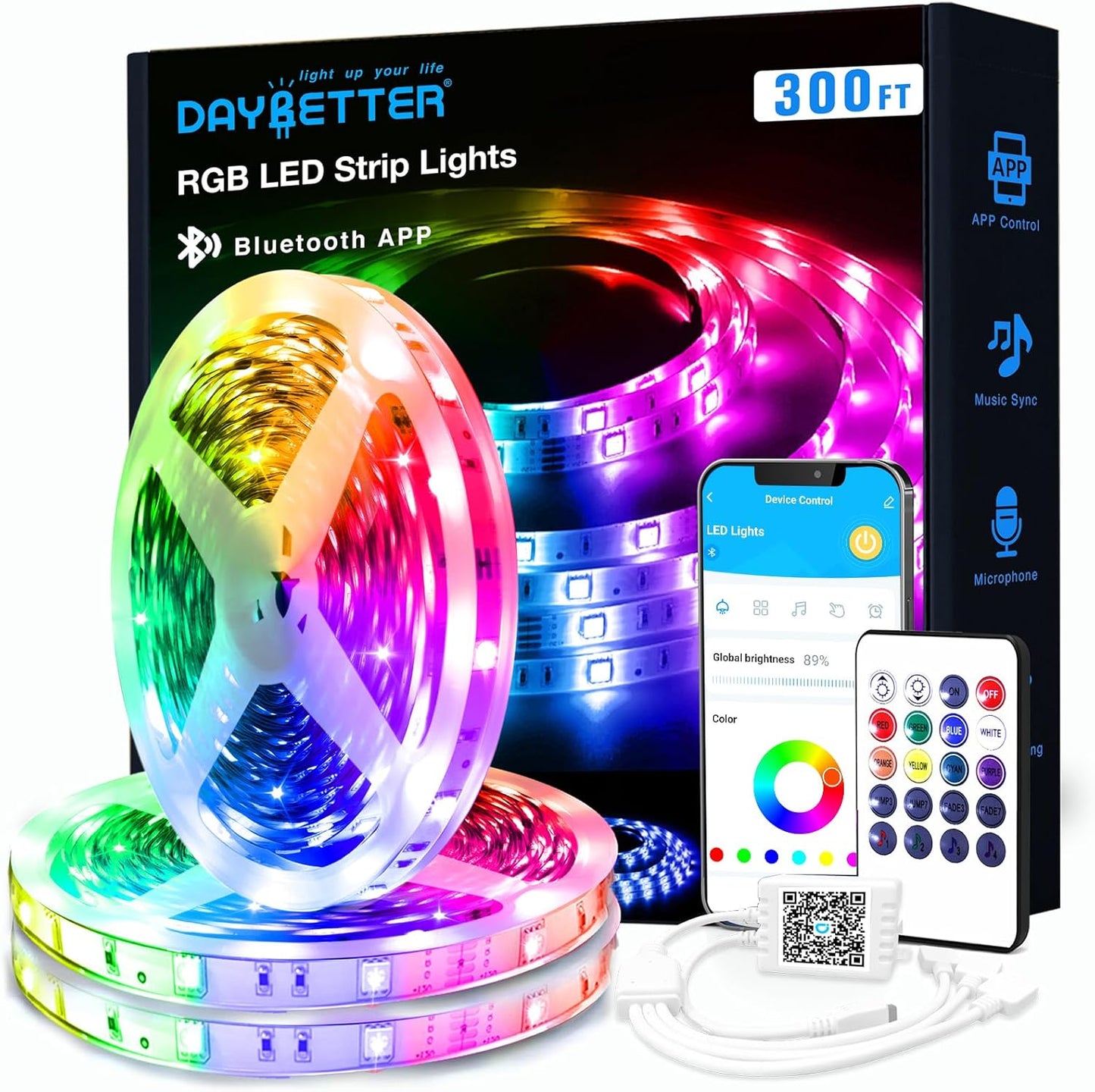 Smart RGB Led Strip Lights for Bedroom with App Control