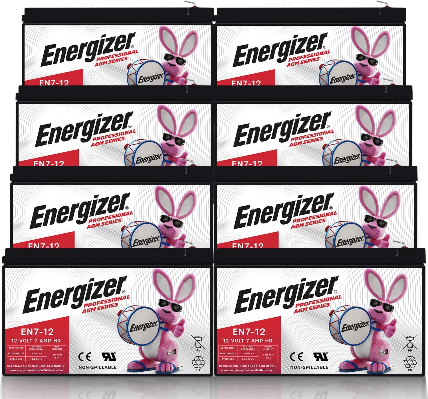 Energizer EN7-12 12 Volt 7 Amp Hr AGM Rechargeable Battery Pack