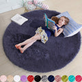 5Ft Shaggy Purple Gray Rug - Cozy, Stylish Bedroom Accent