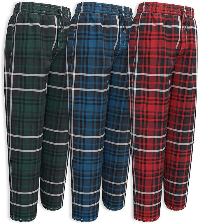 Men's 3 Pack Super Soft Woven Pajama Lounge Pants for Comfort