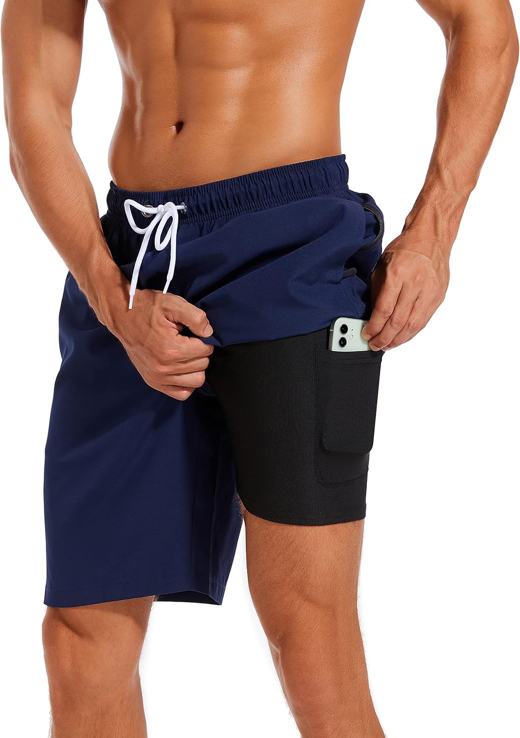 Difficort Mens Swim Trunks with Compression Liner for Comfort