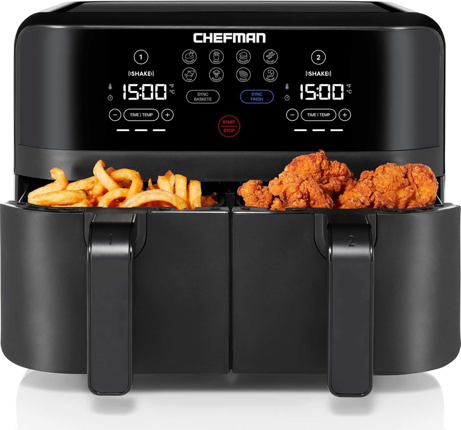 Chefman TurboFry Touch Dual Air Fryer: Double Basket, One-Touch Control