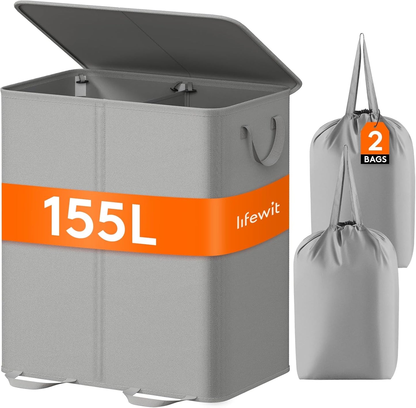 Lifewit Double Laundry Hamper with Lid and Removable Bags