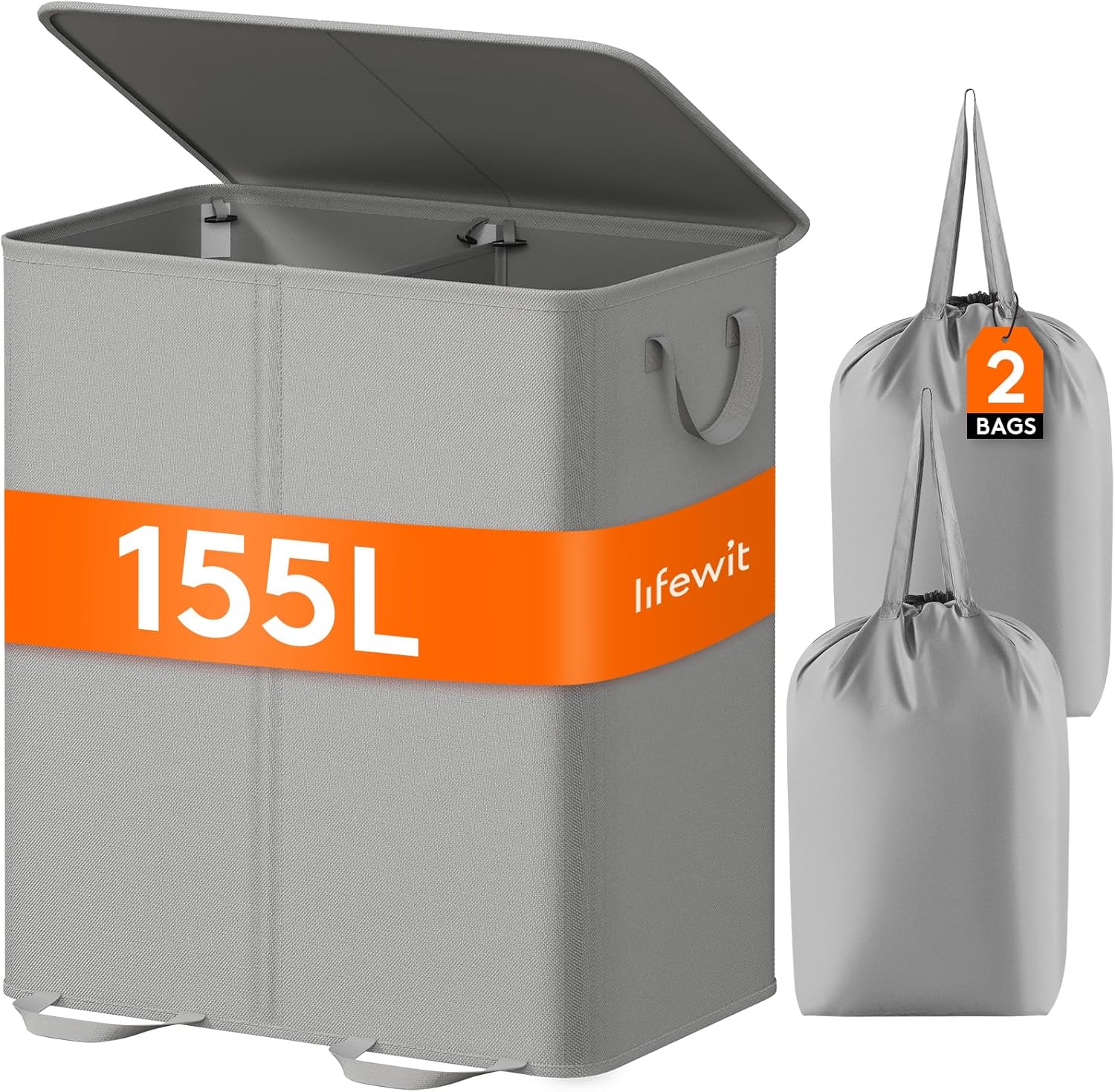 Lifewit Double Laundry Hamper with Lid and Removable Bags