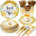 Sweet as Can Bee Baby Shower Tableware Set for 50 - Stylish Bee Theme