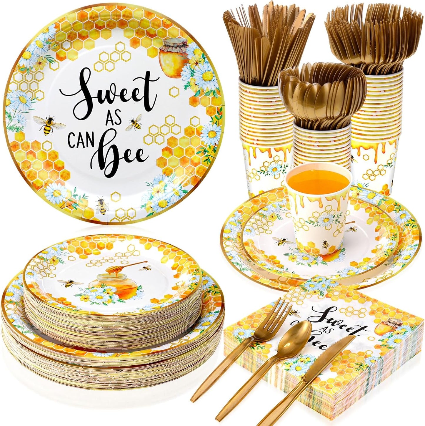 350 Pcs Baby Shower Party Supplies for Sweet as Can Bee Theme