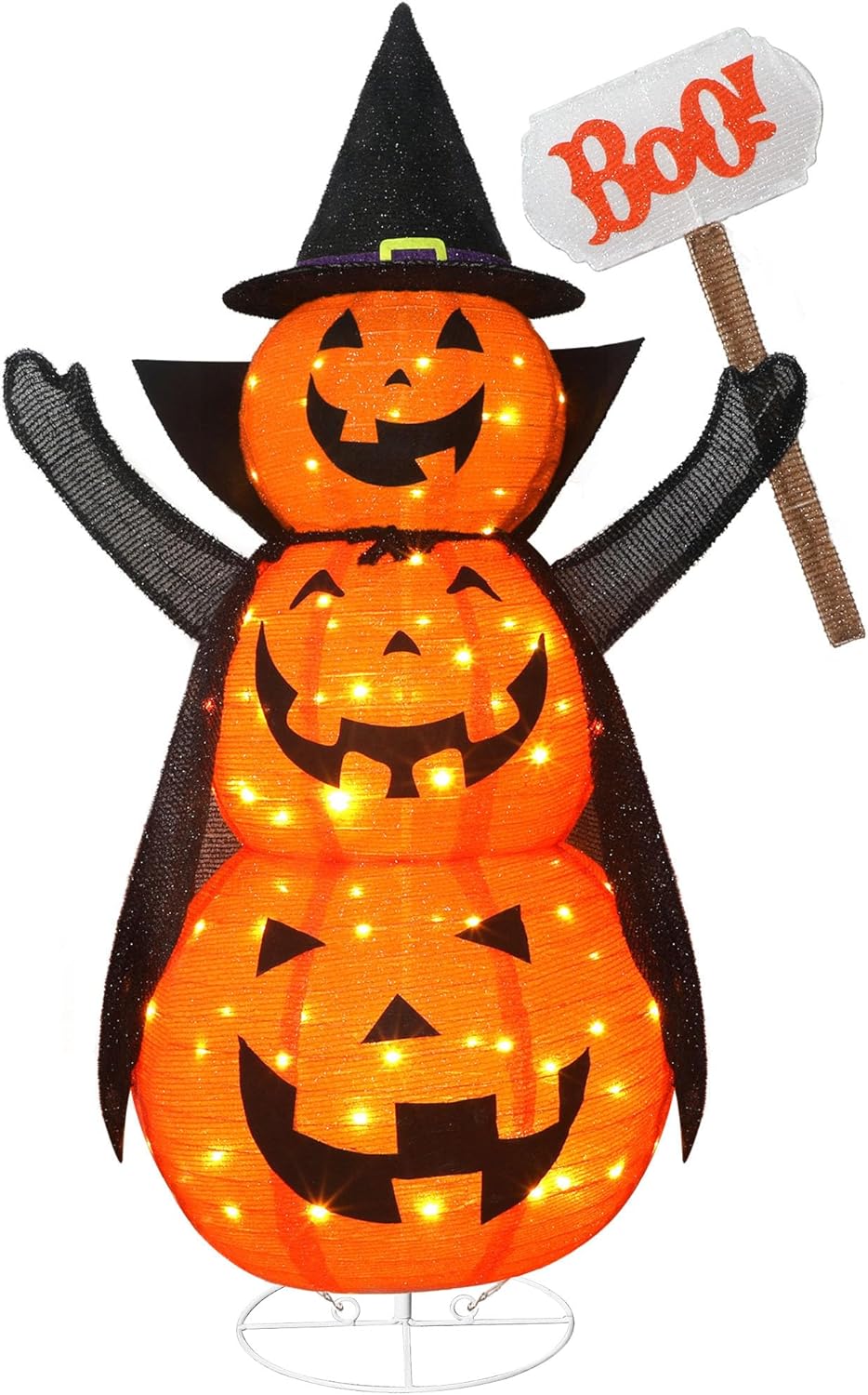 4.3FT Retractable Jack-O-Lantern with 100 LED Lights for Halloween