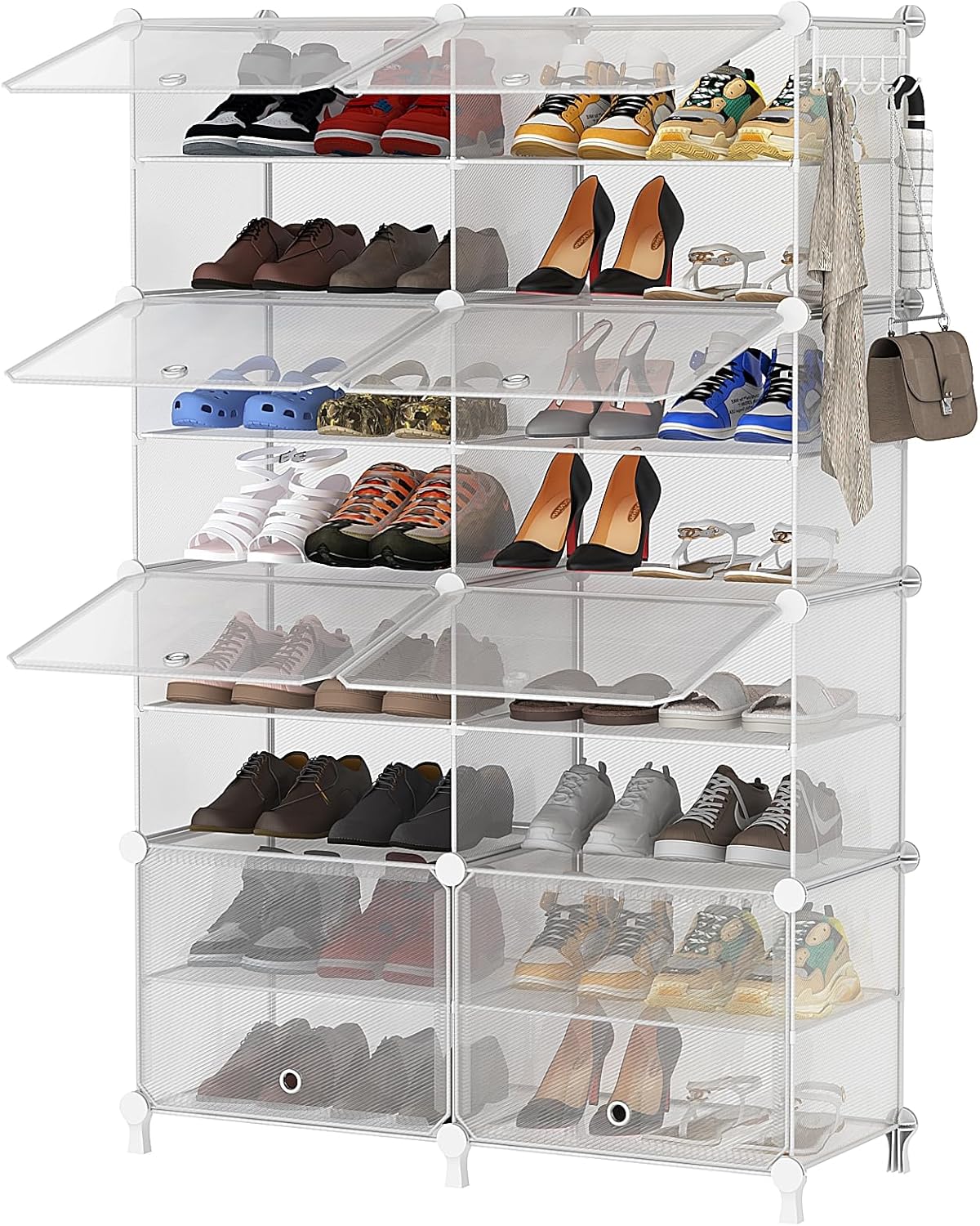 AWTATOS 8 Tier Shoe Rack for 32 Pairs of Shoes, Stylish Storage