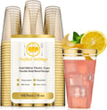 Perfect Settings 100 Premium 16oz Clear Plastic Cups - Elegant Gold