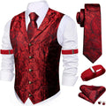 Mens Silk Paisley Vest Set for Men - 5PC Formal/Casual Vest Set