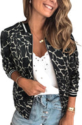 Camo Floral Zip Up Bomber Jacket for Women - Lightweight Spring Coat