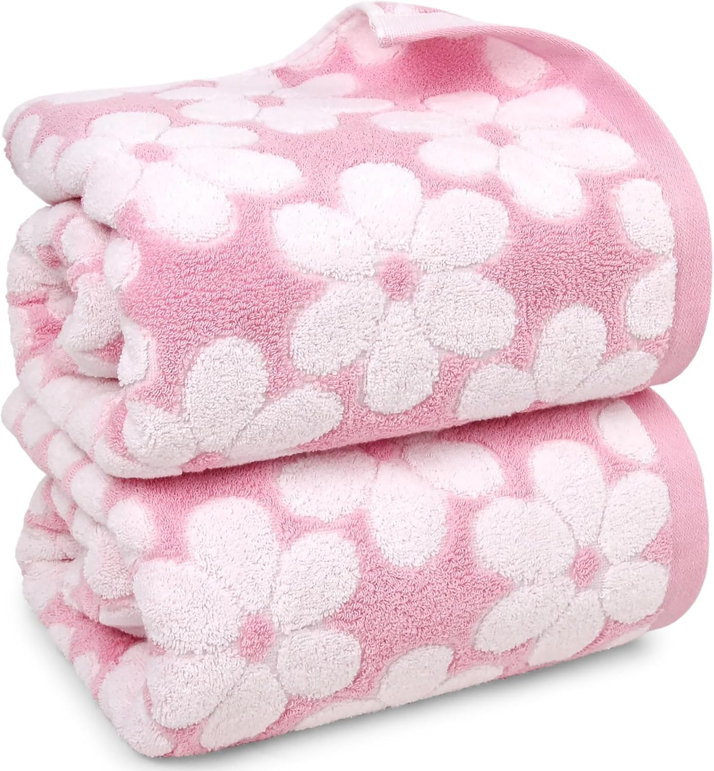 Pink Bath Towels Set of 2, Super Absorbent & Decorative