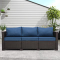 Outdoor Couch Wicker Patio Furniture 3-Seat Sofa - Deep Seat Comfort