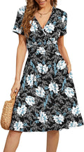 WEACZZY Women's Summer Floral V-Neck Casual Dress with Pockets