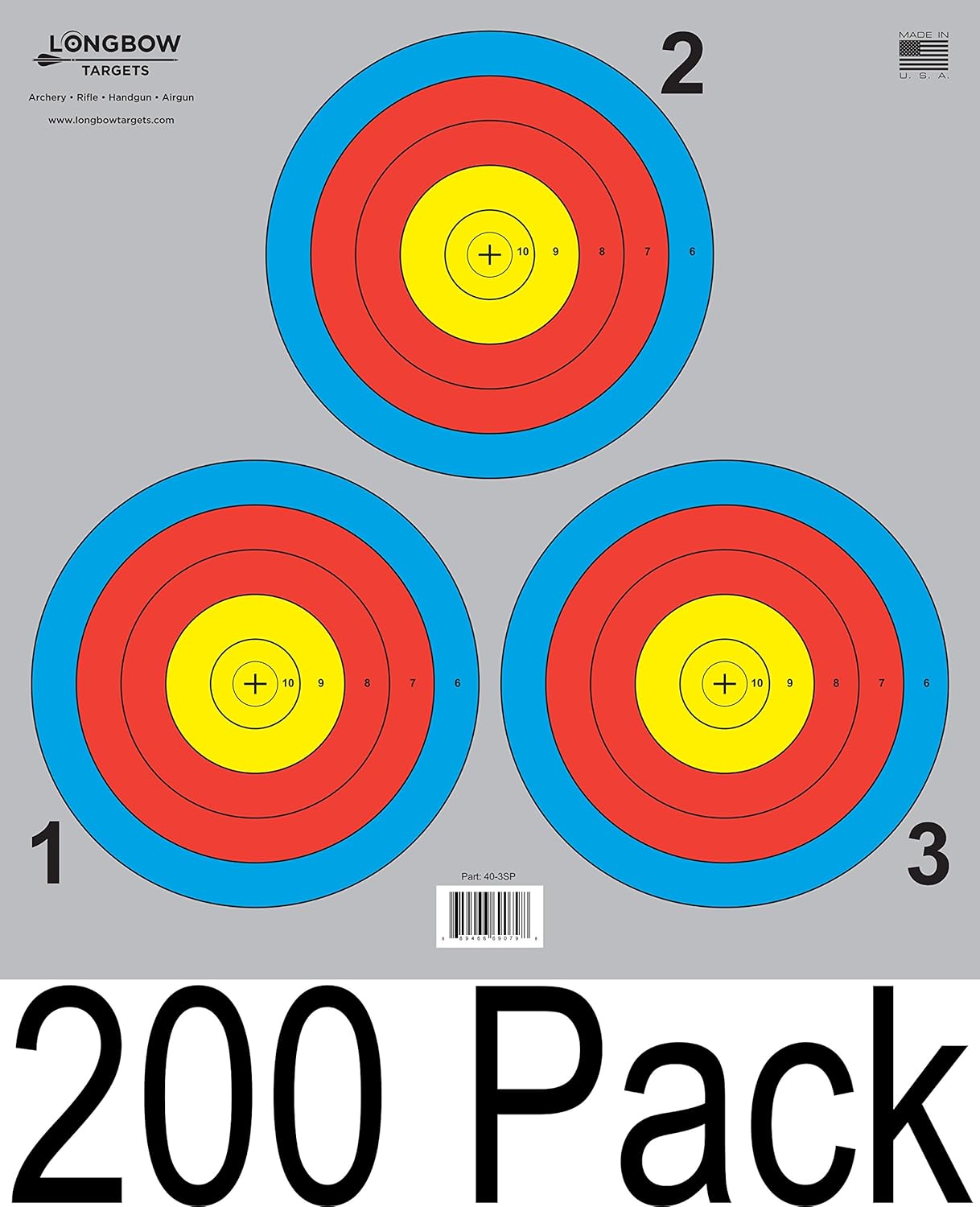 Archery 40cm & 80cm Targets - Longbow 200 Pack for Precision