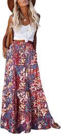Womens High Waist Tie Paisley Maxi Skirt - Black Flowing Style