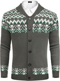 COOFANDY Men's Christmas Cardigans with Reindeer & Snowflake Design
