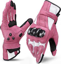 Leather Motorcycle Gloves for Women Pink Small - Carbon Knuckle