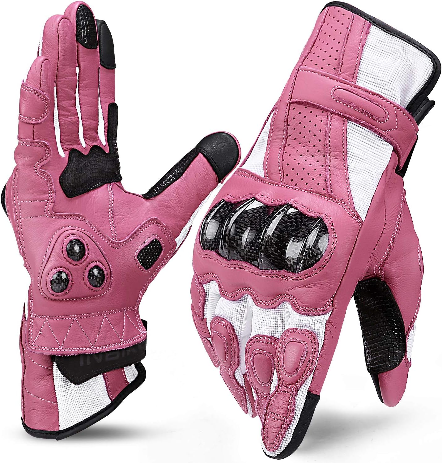 INBIKE Leather Motorcycle Gloves with Carbon Fiber Protection