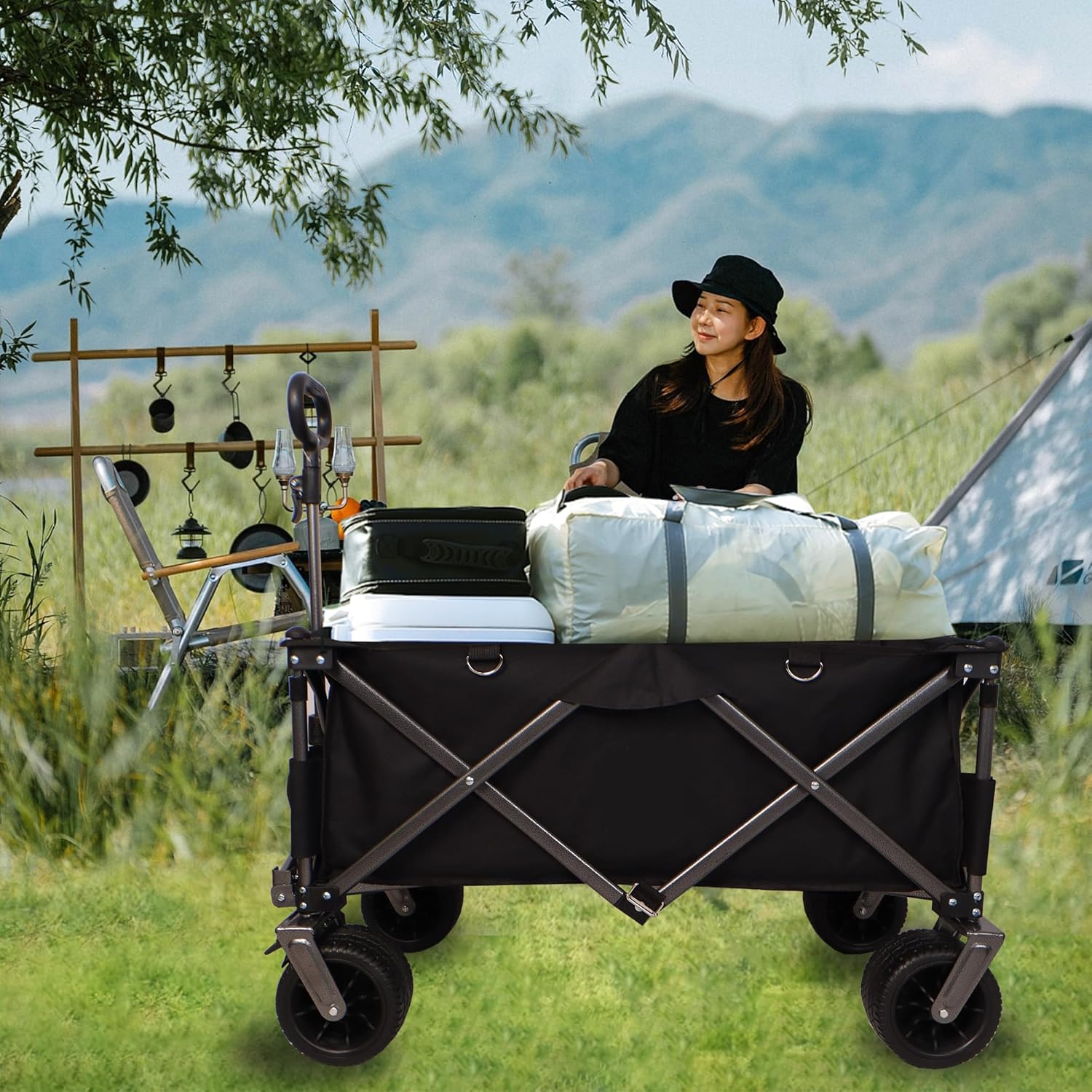 BAOMKONG Heavy Duty Collapsible Wagon - All Terrain Convenience