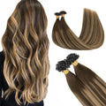 U Tip Hair Extensions Real Human Hair 16in 50g 50S - Balayage 4/27/4